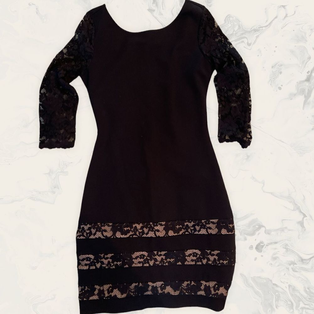 Guess by Marciano Black Lace Sleeve Mini Dress - Picture 3 of 5